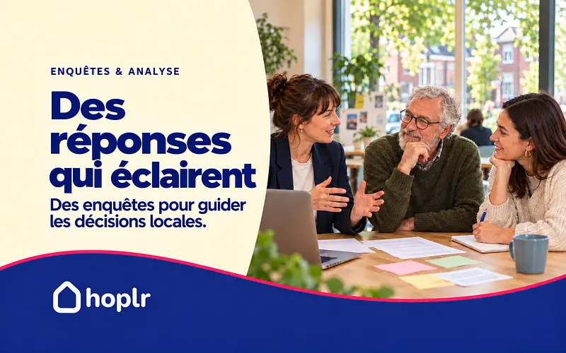 Couverture Hoplr « Des réponses qui éclairent », avec trois personnes qui échangent autour d’une table.