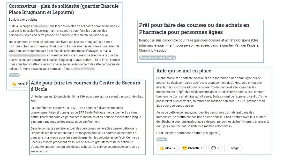 Les voisins offrent qu'ils font les courses pour les personnes âgées sur Hoplr