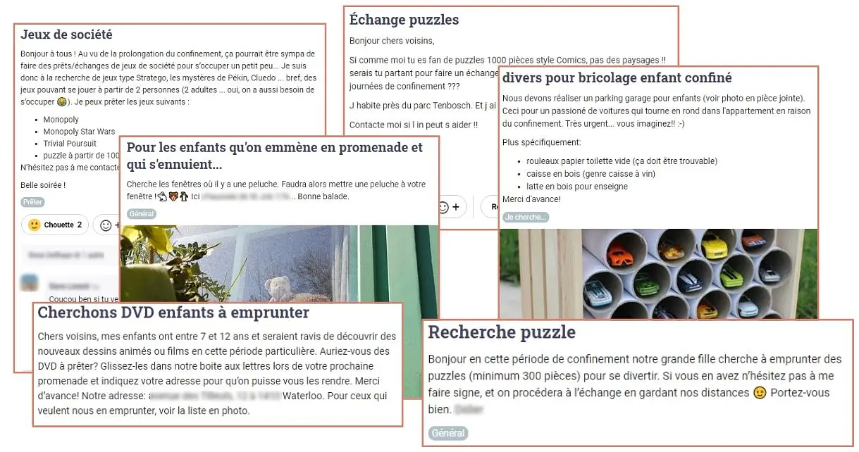 Des voisins proposent ou démandes des choses contre l'ennui sur Hoplr