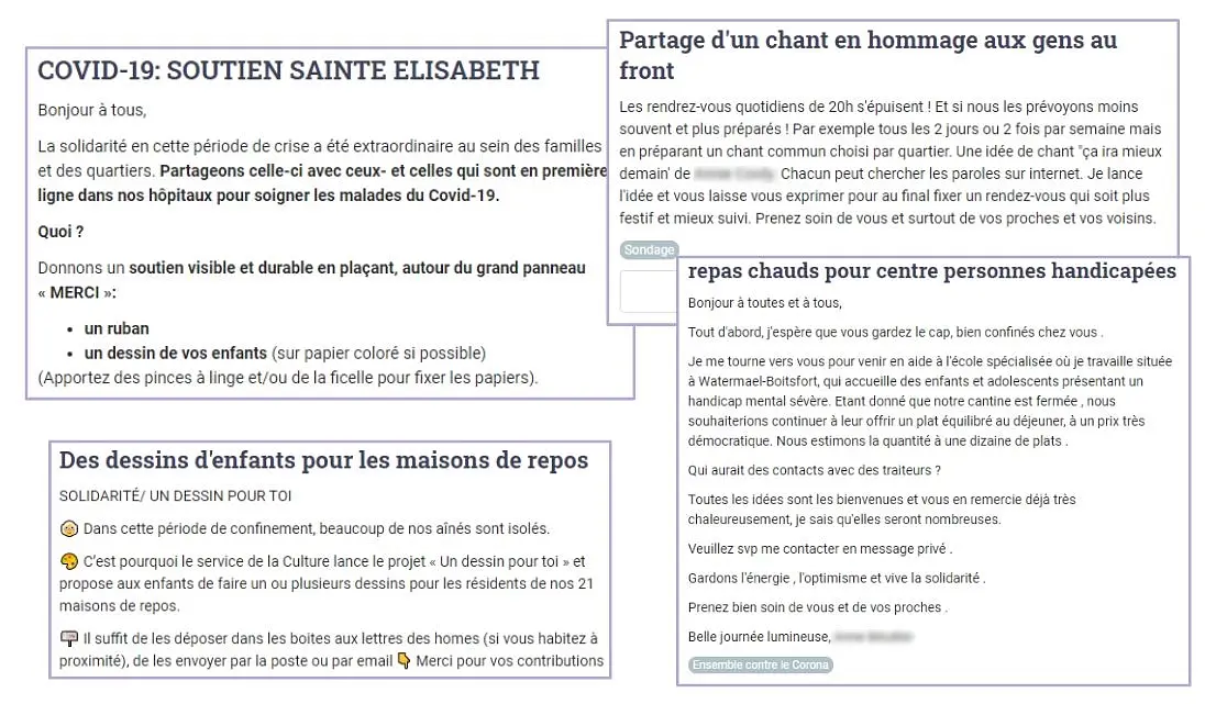 Les voisins font les appels à la solidarité sur Hoplr