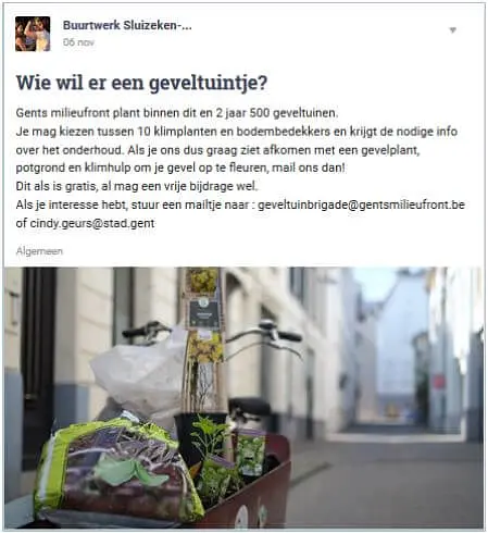buurtwerk stad Gent geeft gratis geveltuintjes weg