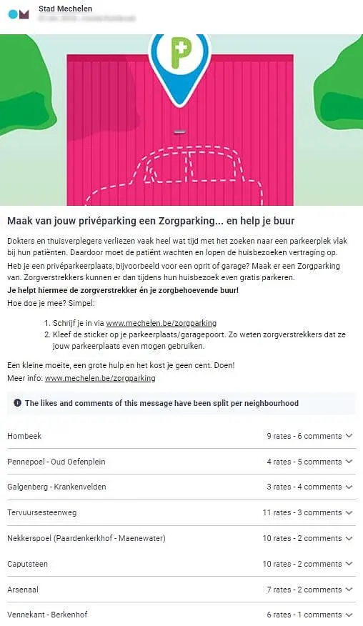 stad Mechelen doet een oproep rond zorgparkingen: buren kunnen hun privéparking tijdens de werkuren openstellen voor zorgverstrekkers