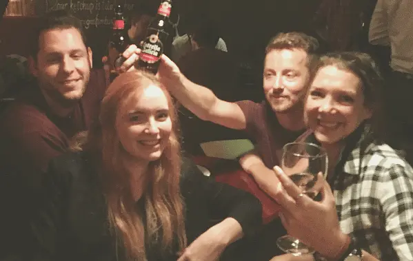 foto in Barcelona van vier leden van het Hoplr-team